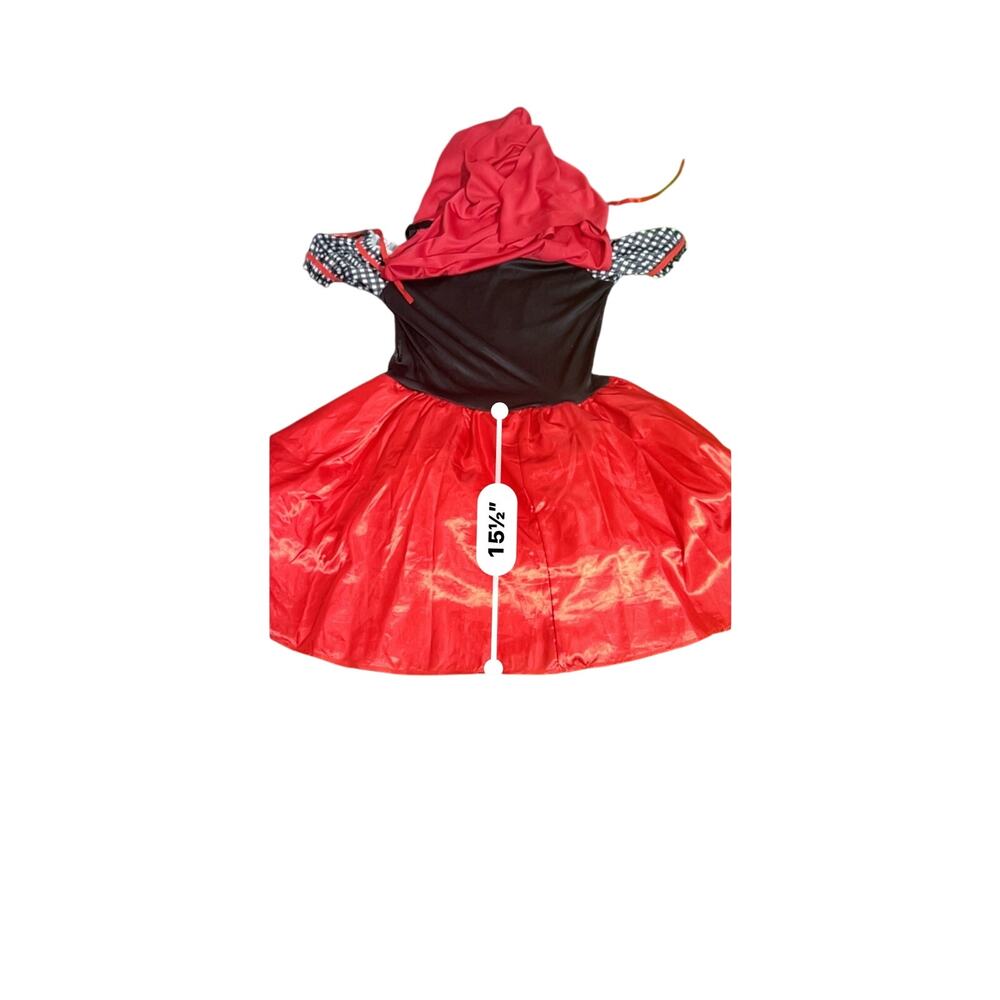 Red Riding Hood Costume Womens M 8-10 Red Black Gingham Hooded Dress Adult - Picture 7 of 12